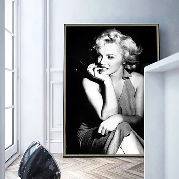 Garsusis Marilyn Monroe Juoda ir Balta Drobė, Tapyba Derliaus Plakatus Spausdina Sienos Meno Nuotrauką Kambarį Namų Dekoro Cuadros