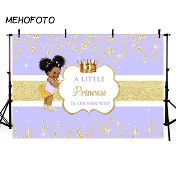 African American Baby Shower Fone Fotografijos Mažai Princesė, Aukso Karūna Šalies Reklama Photo Booth Fonas
