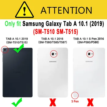Samsung Galaxy Tab 10.1 2019 T510 T515 dėklas su Klaviatūra su foniniu Apšvietimu 7 Spalvų Šviesos Nuimamas Bluetooth Odos dangą, Shell