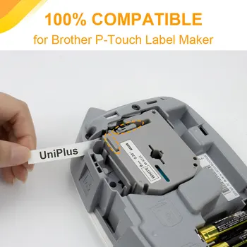 UniPlus 5PK M-K221 MK221 MK-221 9mm Etiketės Juostos Tinka Brother P-Touch Label Maker PT-100 PT-70 PT80 MK621 MK721 MK421 MK521 Lipdukas