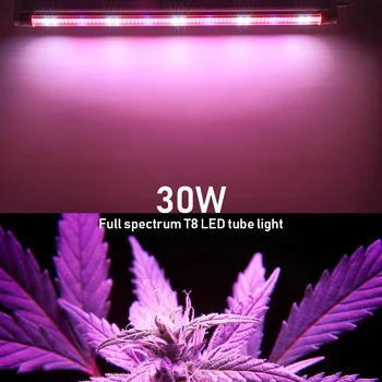 2VNT LED Grow Light Visą Spektrą T8 Vamzdis 60CM Patalpų Augalų Lempos Hydroponic Šiltnamio efektą sukeliančių LED Augimo Barų, Augalai ir Gėlės