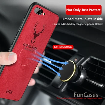 Karšto Audinio Tekstūra Elnias 3D Minkštos TPU Magnetinio Automobilių Atveju Huawei Honor 10 įmontuotas Magnetas Plokštė Atveju Huawei Honor V10 Dangtis