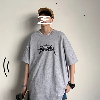 Laiškas Išspausdintas korėjos Stiliaus Drabužių Medvilnės Vasaros Hip-Hop Nauji Didelio Dydžio Prarasti Pora trumpomis Rankovėmis T-shirt Vyrai