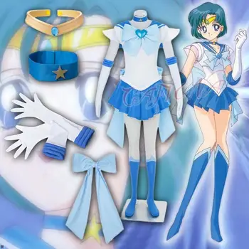 Pigiausia Sailor Moon SuperS Ami Mizuno Sailor Mercury Cosplay Kostiumai, Seksualios Merginos Mėlyna Suknelė Nustatyti, Aukštos Kokybės