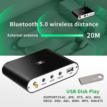 Naujas DA615U 5.1 CH Audio Dekoderis Bluetooth 5.0 Imtuvu VPK Belaidžio Garso Adapteris Optinis Bendraašius U žaisti PC-USB DAC DTS Atnaujinti
