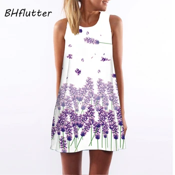 BHflutter Vestidos Verano 2018 Moterų Suknelė Gėlių Spausdinti Atsitiktinis Šifono Vasaros Suknelė Boho Stiliaus Paplūdimio Trumpą Suknelę Mini Sundress
