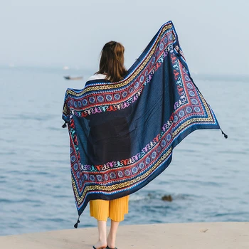 Paplūdimys Kelionės šalikas 2020 metų vasaros Naują moterų Negabaritinių medvilnės bohemijos spausdinti skara šalikai moterų paplūdimio pareos bandana foulard femme