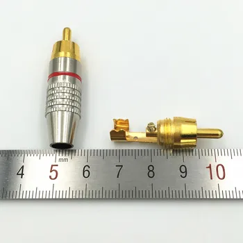 100 Vnt Aukštos kokybės RCA Male Plug Aukso Garso ir Vaizdo Fiksavimo Kabelio Adapteris Jungties Raudona + Juoda