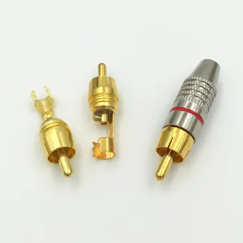 100 Vnt Aukštos kokybės RCA Male Plug Aukso Garso ir Vaizdo Fiksavimo Kabelio Adapteris Jungties Raudona + Juoda