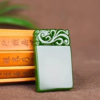Kinijos Gamtos Green Jade Pixiu Saugos Pakabukas Karoliai Ranka Raižyti Mados Žavesio Papuošalų Amuletas Vyrams, Moterims Pasisekė Dovanos