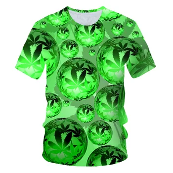 Įdomu natūralūs dumbliai kietas šviežia žalia piktžolių lapai visiškai spausdinami 3D marškinėliai cool unisex topai marškinėliai vasaros drabužių