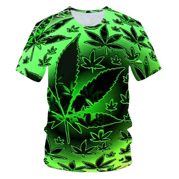Įdomu natūralūs dumbliai kietas šviežia žalia piktžolių lapai visiškai spausdinami 3D marškinėliai cool unisex topai marškinėliai vasaros drabužių