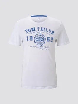 Vyriški marškinėliai Tom Tailor 481305 ryškios vasaros vest į kiekvieną dieną madingi su spausdinimo su užrašu gražus darbas sportiškas minkštos medvilnės patogiai spalva jaunimo klubas, lengvai atsitiktinis Fitneso V kaklo