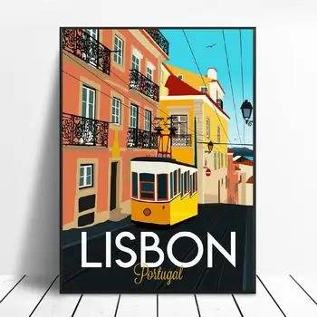 Lisabonos Kelionės Drobė Spausdinti Sienos Meno Plakato Nuotrauką Modernus Minimalistinis Miegamasis Kambarį Apdaila, Be Rėmelio