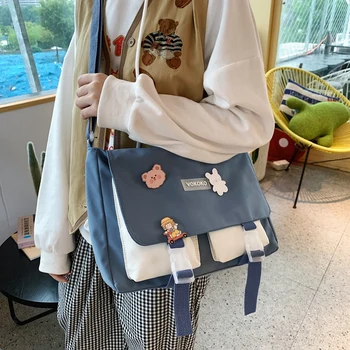 Panelled Moterų Krepšiai 2020 Japonijos Cute Girl Crossbody Maišelį Didelės Talpos Studentų Klasės Pečių Maišą Prabangos Ponios Bookbag Naujas