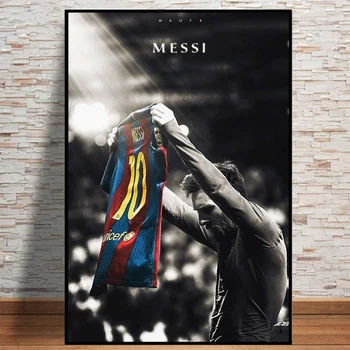 Futbolo Sporto Žvaigždė Drobės Tapybos Lionelis Messi Retro Plakato Spaudinių Futbolo Žaidėjas Kambario Sienos Paveiksl Namų Puošybai Cuadros