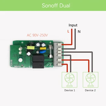Sonoff Dual R2 2 Gaujos WiFi 