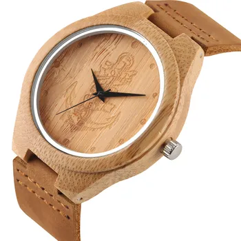 Bambuko Medinės vyriški Laikrodžiai Odos Juosta Kvarco Riešo Žiūrėti Vyrų Kūrybos Kompasas Modelis Mados Atsitiktinis Vyras Laikrodį Dovanų Naujus