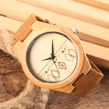 Bambuko Medinės vyriški Laikrodžiai Odos Juosta Kvarco Riešo Žiūrėti Vyrų Kūrybos Kompasas Modelis Mados Atsitiktinis Vyras Laikrodį Dovanų Naujus