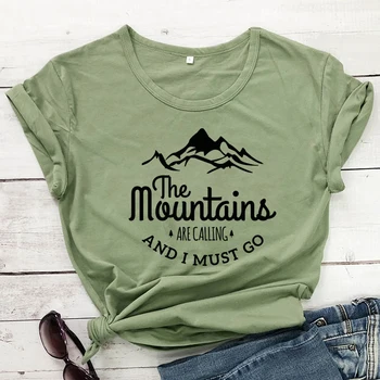 Kalnai Yra Pašaukimas, Ir aš Turi Eiti T-shirt Harajuku Unisex Trumpas Rankovės Vacay Marškinėlius Mados Moterų Grafinis Nuotykius Viršūnės