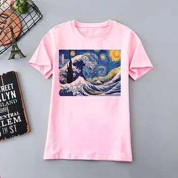 Van Gogh Meno Spausdinti Atsitiktinis Harajuku Tumblr Mielas Moterų Top Marškinėliai Femme, Mados Mielas Marškinėliai, Femme Trumpas Rankovės O-kaklo Marškinėlius