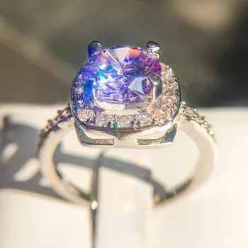 7 Septynių Spalvų Vaivorykštės Europos, Amerikos Žiedą, Įdėkite Diamond Girl Geometrijos Princess Square Diamond Mados Klasikinis Papuošalai