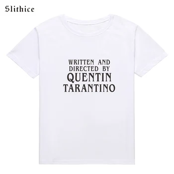 Slithice Mados Quentin Tarantino Sexy marškinėliai Topai Moterų trumpomis rankovėmis Medvilnės Hipster Tumblr Vasarą Moterys T-shirt marškinėliai