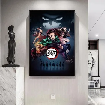 Japonų Anime Demon Slayer Kimetsu Nr. Yaiba Kamado Tanjirou Kamado Nezuko Drobė Art Plakatai, Sienų Kabo Paveikslai Namų Dekoro