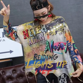 Streetwear Naujas Moterų 2019 M. Rudenį Korėja Mados Puloveris O-kaklo Visą Rankovėmis Megztinis asmenybės Atsitiktinis Megzti kutas Megztinis