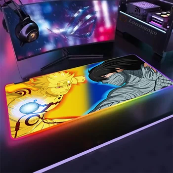 Naruto Pelės Mygtukai Anime Žaidėjus RGB Kompiuterio Mousemat Led Backlight XXL Klaviatūros mygtukai Stalo žaidimų Kilimėlis setup priedai kilimėlis