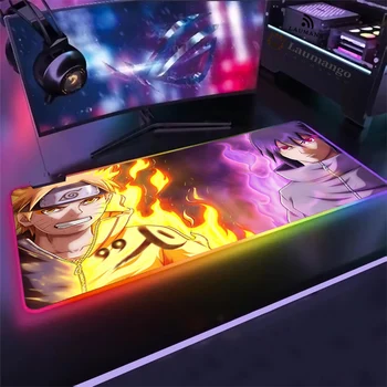Naruto Pelės Mygtukai Anime Žaidėjus RGB Kompiuterio Mousemat Led Backlight XXL Klaviatūros mygtukai Stalo žaidimų Kilimėlis setup priedai kilimėlis