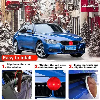 LED Kalėdų Automobilių Elnių Tika Apdaila, Automobilių Apdailos Tinka Nosį Visiems Apdaila Elnių Ir Tipų Uodega Automobilis Tika G6Q0
