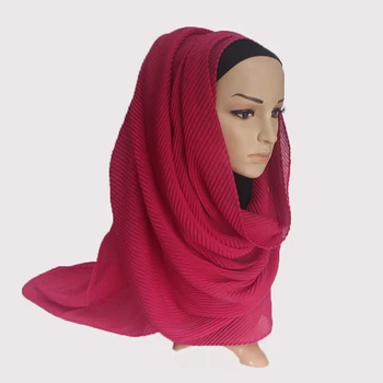 1 vnt Moterų Plisuotos Vingiuoti Hijab Šalikas Musulmonų Galvos Wrap Skara Raukšlėta Šalikas Didelis Dydis 180*80cm 22 spalvų