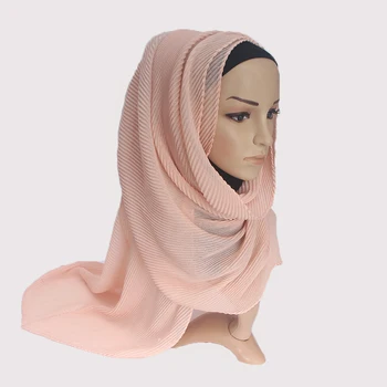 1 vnt Moterų Plisuotos Vingiuoti Hijab Šalikas Musulmonų Galvos Wrap Skara Raukšlėta Šalikas Didelis Dydis 180*80cm 22 spalvų