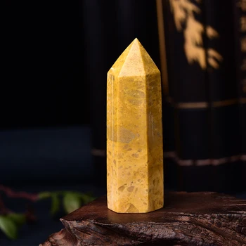 1pc Natūralus Akmuo Kristalas Taško Gydymo Obeliskas Geltonas Kvarcas Lazdelė Gražus Ornamentas, Namų Dekoro Energijos Akmenų Piramidė