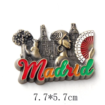 1 Vnt Kūrybos 3D Metalo Magnetas Šaldytuvas Lipdukai Dervos Lipdukas Šaldytuvas Porto Madrido Lisboa Turistinių Suvenyrų, Namų Dekoro Prekes