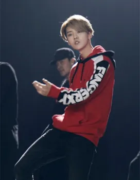 Naujas 2017 Kpop EXO Luhan Raudonas Dangtelis Hoodie Unisex Puloveris Sweatershirt Kailis Outwear Striukė Kostiumai Nemokamas pristatymas