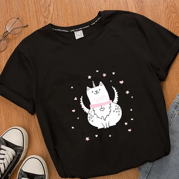 Estetinės Harajuku Kawaii T-marškinėliai Moterims Ullzang T-shirt Anime ir Animacinių filmų T-shirt K Pop Trumpas Rankovės Rožinė T-shirt Dovana Mergaitėms