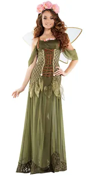 Suaugusiųjų Žalia Elf Cosplay Suknelė Miško Fėja Tinkerbell Kostiumas Moterims Helovinas Fancy Dress Apranga su sparno ir vinjetė