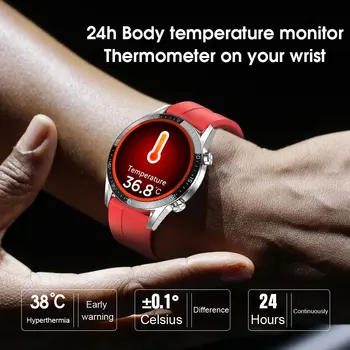 T03 Smart Watch Vyrams 24 valandų nepertraukiamas temperatūros stebėti IP68 EKG PPG BP Širdies ritmo Fitness Tracker sporto Smartwatch vs L13