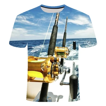 Vasaros Gražių Karpių Žvejyba 3D visoje Spausdinti vyrų marškinėliai Harajuku Mados Trumpas rankovės marškinėliai streetwear Unisex marškinėlius