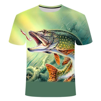 Vasaros Gražių Karpių Žvejyba 3D visoje Spausdinti vyrų marškinėliai Harajuku Mados Trumpas rankovės marškinėliai streetwear Unisex marškinėlius