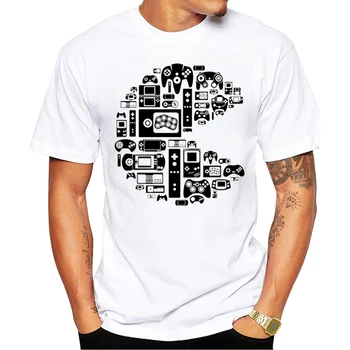Trumpas Rankovės Atsitiktinis Tshirts Juokinga Tee TEEHUB Hipster Videopac Vyrų T-Shirt Mados Derliaus Gamepad Atspausdinta Tee