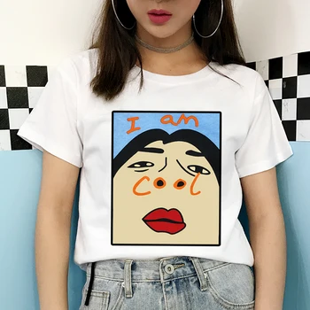 Aš esu Kietas Juokingas Laiškas Spausdinti Vasaros Harajuku korėjos Moterys korėjos Kūrybos Moterų marškinėliai Mados Klaidingą mielas Plius Dydis Viršūnes Tee
