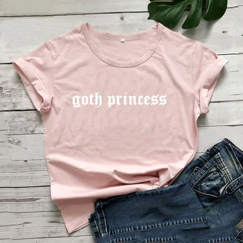 Goth Princesė Harajuku Marškinėliai Moterims, O-kaklo trumpomis Rankovėmis Camiseta Mujer Juoda Medvilnės Marškinėlius Moterų Atsitiktinis Marškinėliai, Femme T-shirt