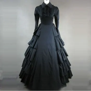 2018 m. Rudenį ilgomis Rankovėmis Gotikos Viktorijos Šalis Suknelę 18-ojo Amžiaus Retro Blyksnius Rankovės Etape Parodyti Laikotarpį Kamuolys Chalatai Moterims