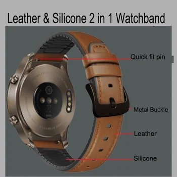 Apyrankė Amazfit VTR 47mm Dirželis Xiaomi Huami Amazfit Tempas/1 Stratos/2 Smart Watch Band Sporto Oda+Silikono Watchband