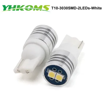 YHKOMS 2VNT T10 LED Lemputės Pleišto 2 SMD 3030 Chipset W5W 2825 158 192 168 194 137LM DC10V Prie 14V 6000K šaltai Balta Interjeras