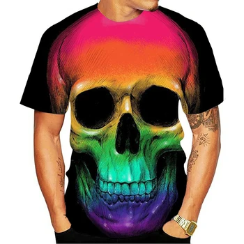 2020 Naujas 3D sunkiųjų metalų kaukolė t-shirt Punk roko festivalis marškinėliai Vyrams Spausdinti Atsitiktinis Marškinėlius, O Kaklo Hip-Hop trumpomis Rankovėmis Plius Dydis