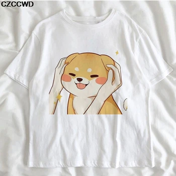 Vasaros Camisas Mujer Harajuku T-Shirt Kawaii Devynių Skirtingų Cute Kačių, Spausdinti Korėjos Streetwear Moterų Marškinėliai Atsitiktinis Chic Viršūnes Tee